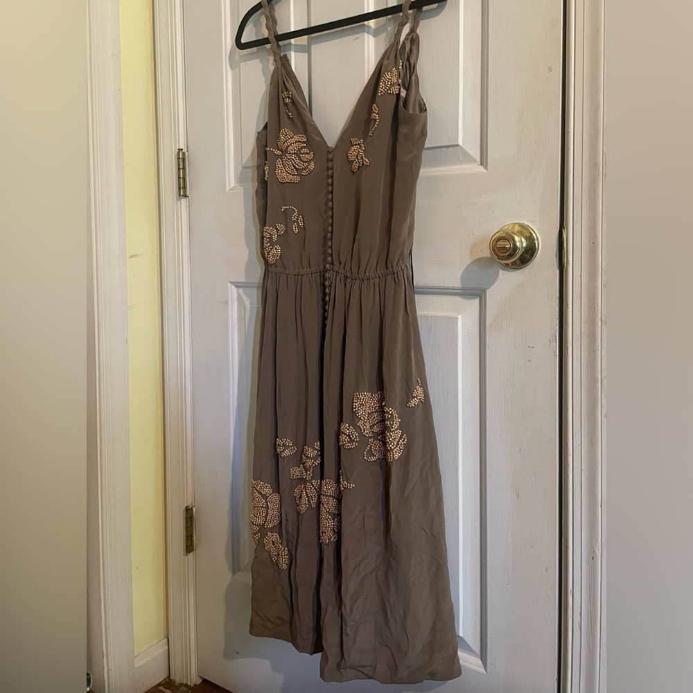 Max Azria Collection size XS brown 100% silk dress with beading